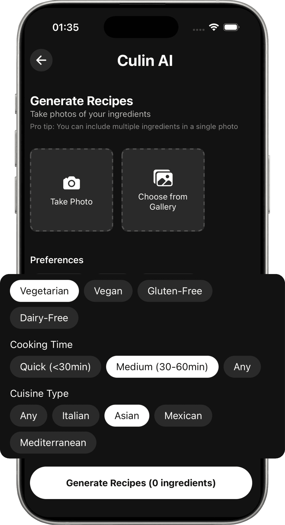 Customizing meal preferences