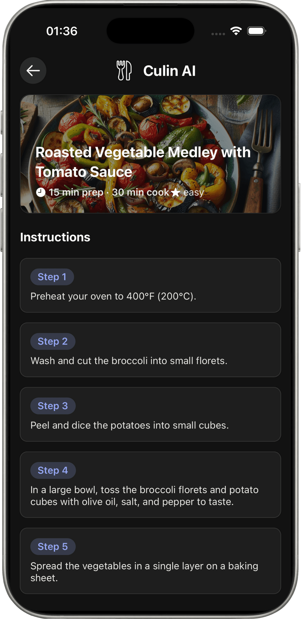 Viewing generated recipe